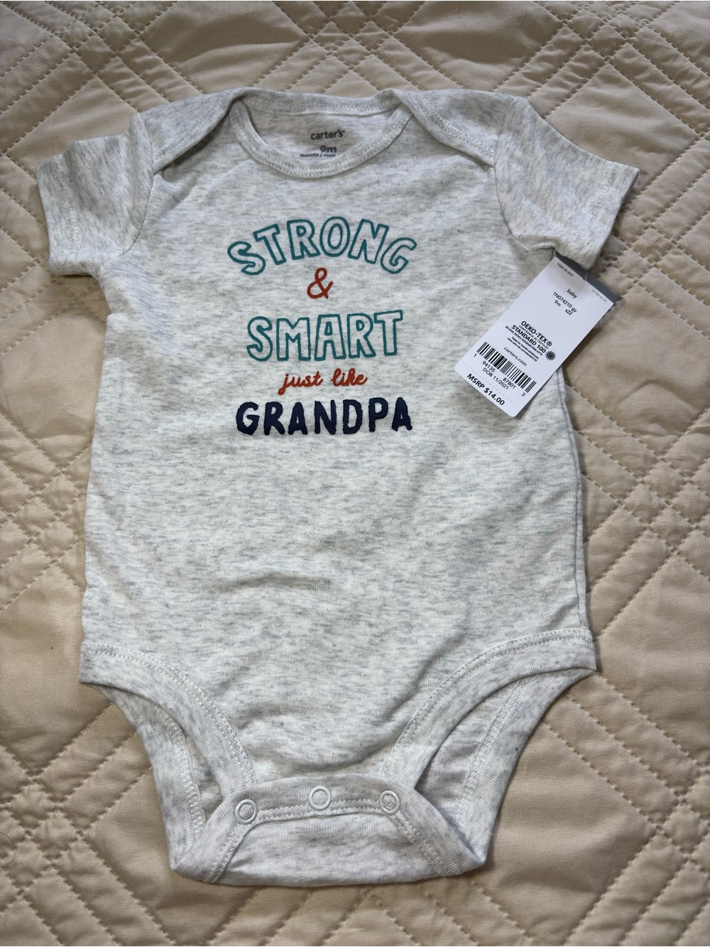 Carter's 9M  'Strong & Smart Just Like Grandpa' Baby Bodysuit